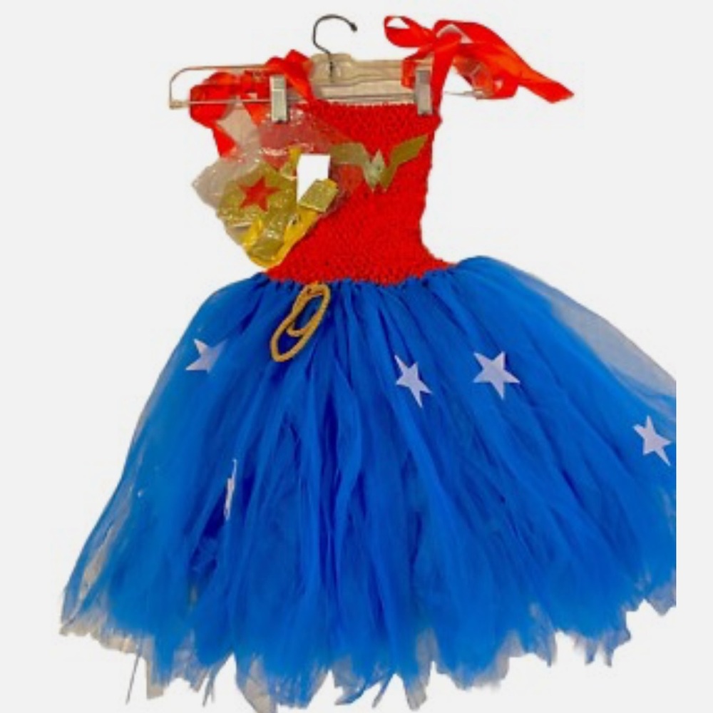 Superhero Wonder Woman Tutu Dress Costume for Kids nwt